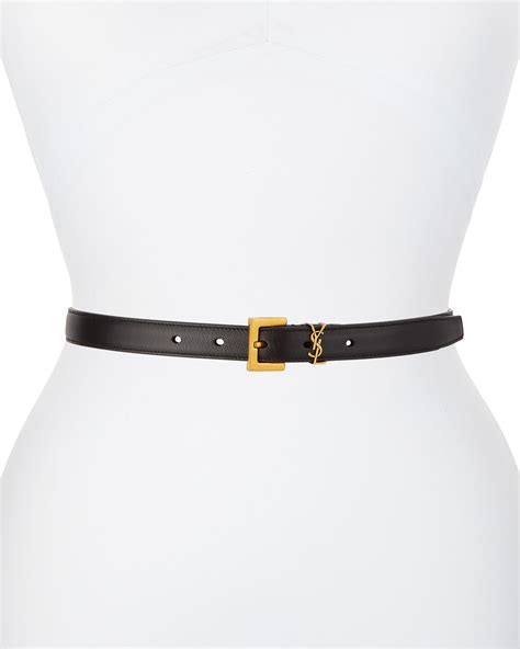 gold buckle belt men's ysl|YSL monogram leather belt.